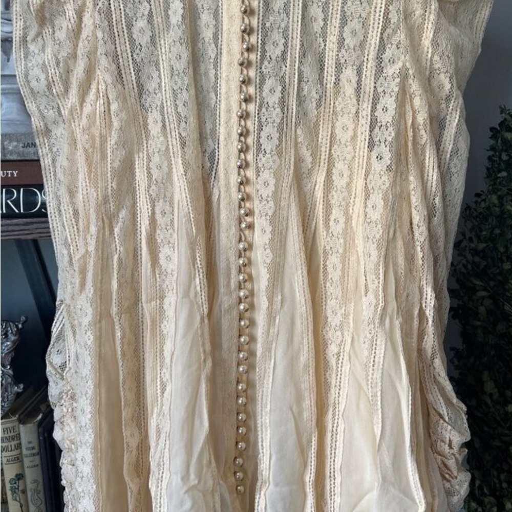 Zimmermann Wonderland Lace Vent Button Blouse Pearl Womens Size 2 US 6 - Picture 7 of 7